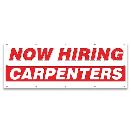 Signmission Now Hiring Carpenters Banner Apply Inside Accepting Application Single Sided B-120-30212